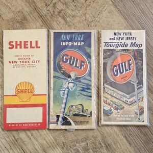 Vintage Shell and Gulf Maps Collection NEW YORK AND NEW JERSEY